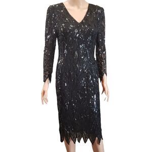 O.R. Silk Vintage Sequined 💯% Silk Dress Size Petite